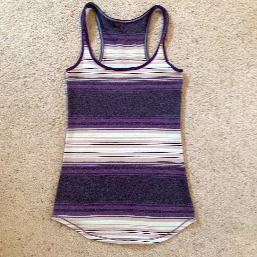 lululemon athletica Purple Horizontal Striped Tank Top, EUC
